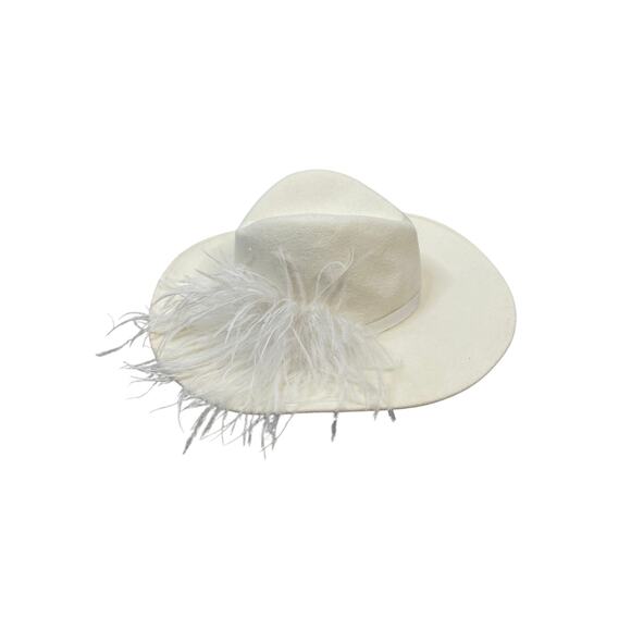 Gigi Burris Jeanne Ostrich Feather Fedora Hat Western Bridal Derby Old Money - Picture 5 of 9